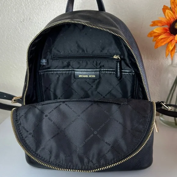Michael Kors Black Backpack with Gold Accents - Picture 13 of 14